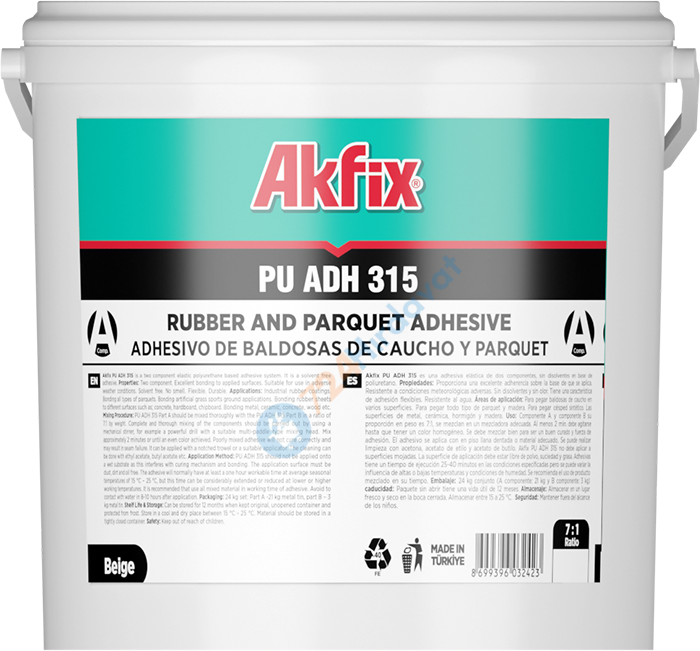 Akfix ADH3121 PU ADH 315 Kauçuk Karo ve Parke Yapıştırıcı 24 kg (21+3)