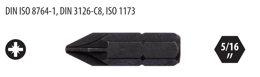 Ceta Form CB/516PZ2 5/16'' Pozidriv Bits Uç (Darbeli Kullanıma Uygun) - PZ2 x 30 mm