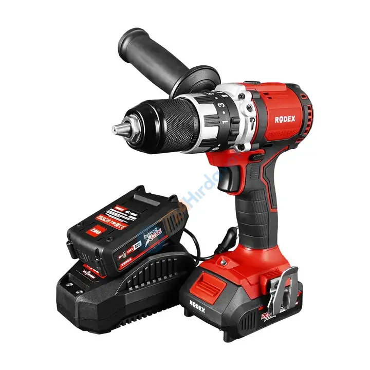 RODEX AKÜLÜ MATKAP 13MM KÖMÜRSÜZ DARBELİ 80NM 2 VİTES 20V 2X 2.0Ah ÇANTALI AKSESUARLI