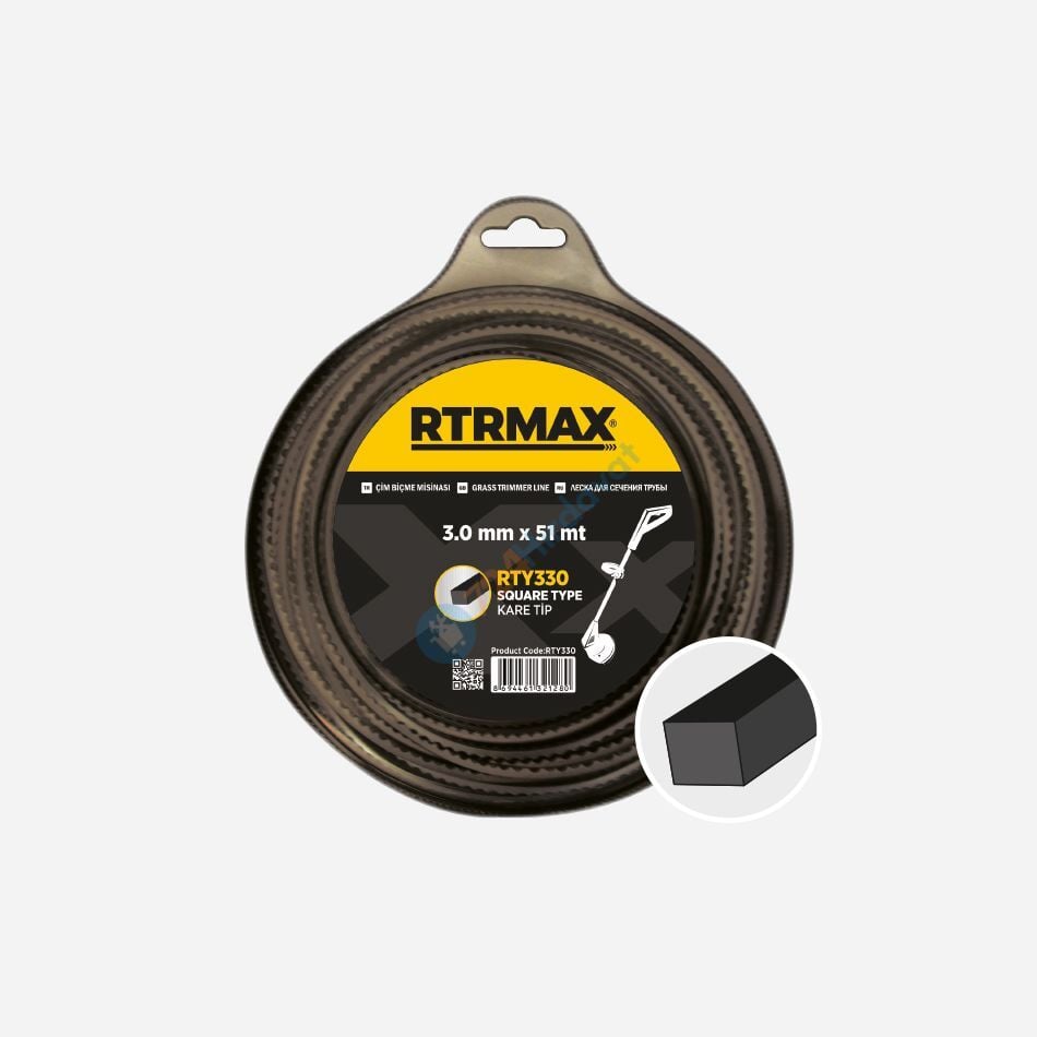 RTRMAX RTY330 Tırpan Misinası Siyah Kare 3.0 Mm*51M Rtrmax