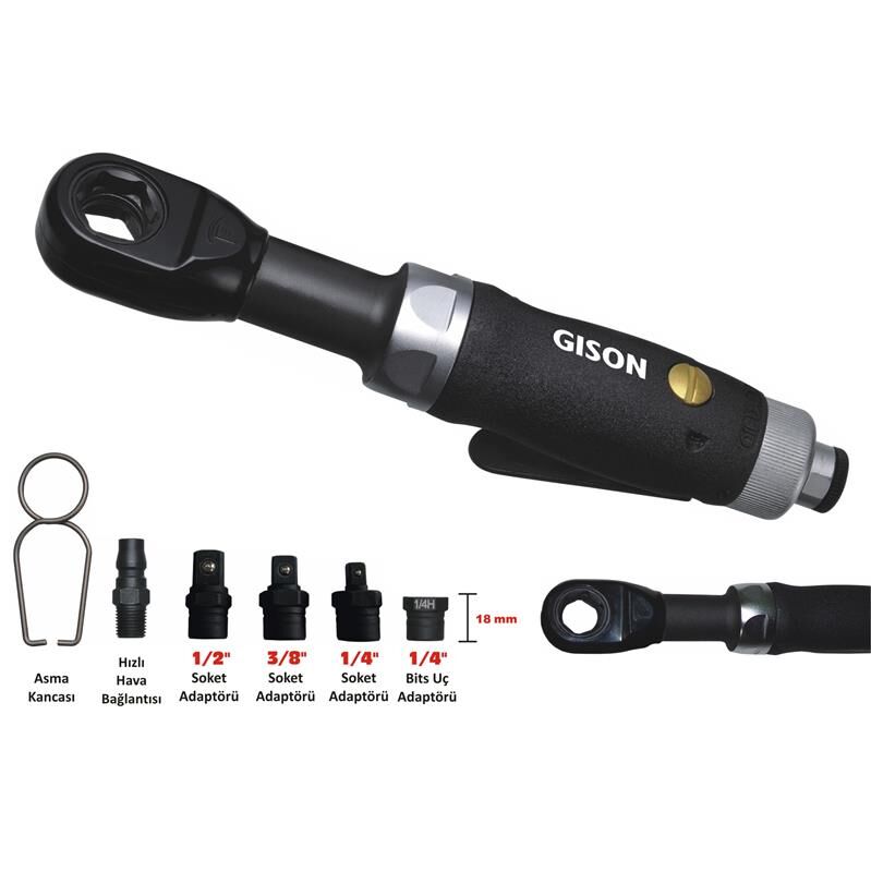 Gison Gp-854J Adaptörlü Havalı Cırcır Kolu - GP854J
