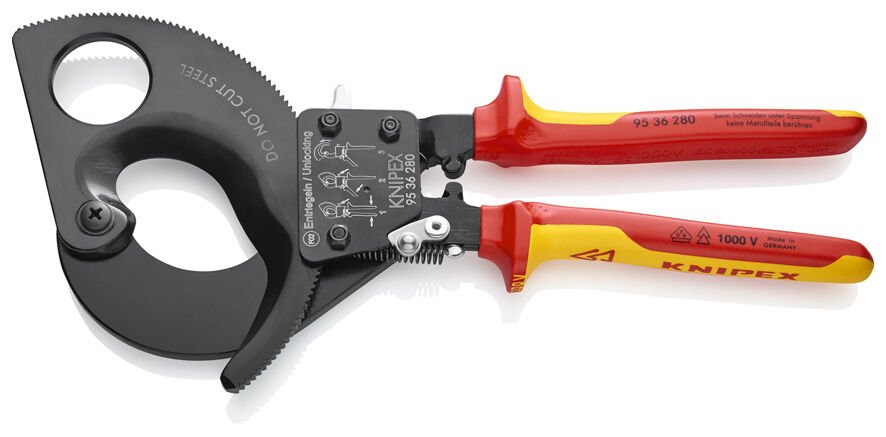 Knipex 95 36 280 Cırcır Mekanizmalı VDE Kablo Kesici