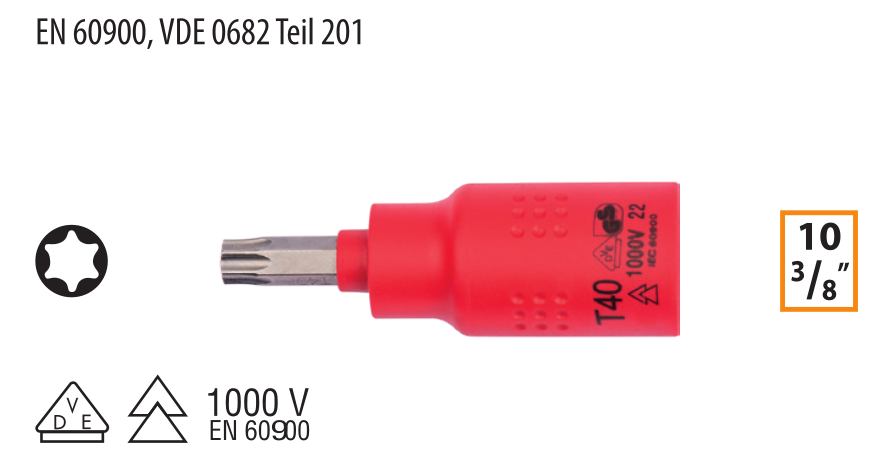 Ceta Form GC18S-T25 3/8'' 1000V TORX Uçlu Lokma - T25x60 mm