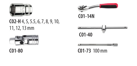 Ceta Form C00-15RH4 15 Parça 1/4'' 6 Köşe Lokma Takımı (Pratik Çanta)