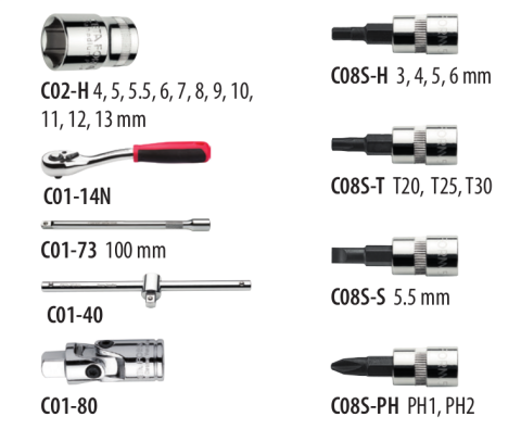 Ceta Form C00-25RH4 25 Parça 1/4'' 6 Köşe Lokma Takımı (Pratik Çanta)