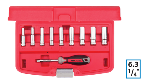 Ceta Form C04-10PH0 10 Parça 1/4'' 6 Köşe Derin Lokma Takımı