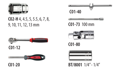 Ceta Form C00-18PH2 18 Parça 1/4'' 6 Köşe Lokma Takımı