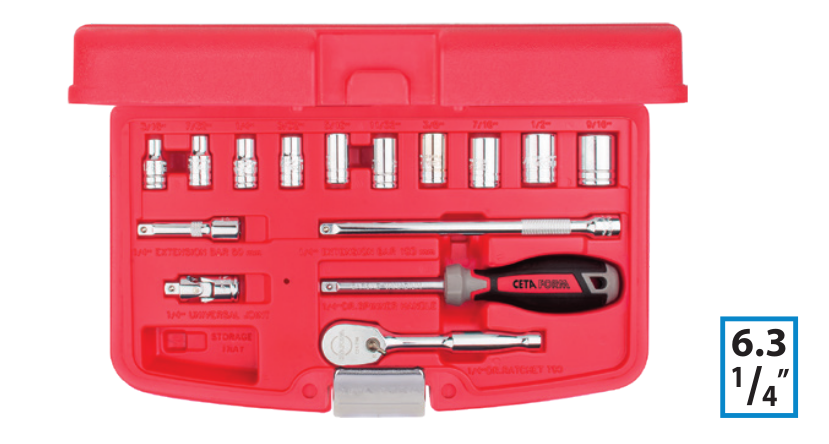 Ceta Form C00A-15PBT 15 Parça 1/4'' 12 Köşe Lokma Takımı - SAE