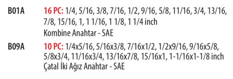 Ceta Form B99A-E26 26 Parça Kombine ve Çatal iki Ağız Anahtar Seti-SAE(EVA'lı)