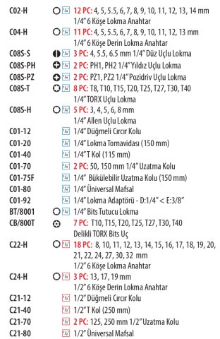 Ceta Form C99-E99H2 99 Parça 1/4''+ 1/2'' 6 Köşe Lokma Takımı