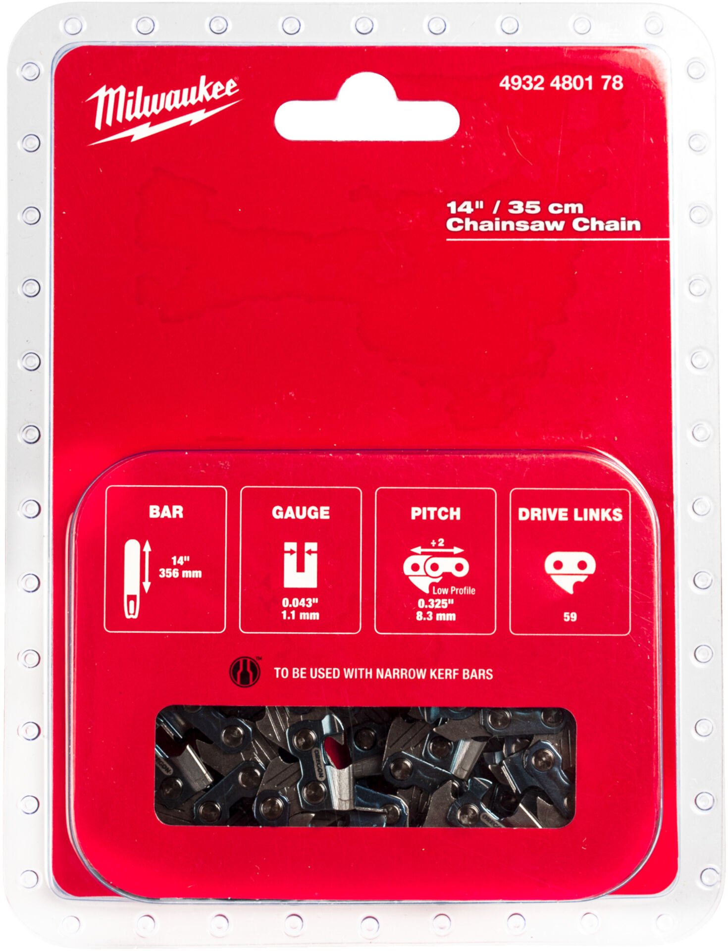 Milwaukee 35 cm/ 14'' YEDEK ZİNCİR 0.325'' x 1.1 M18 FTHCHS35