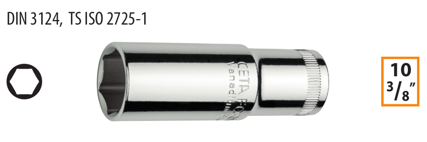 Ceta Form C14-H17 3/8'' 6 Köşe Derin Lokma Anahtar - 17 mm