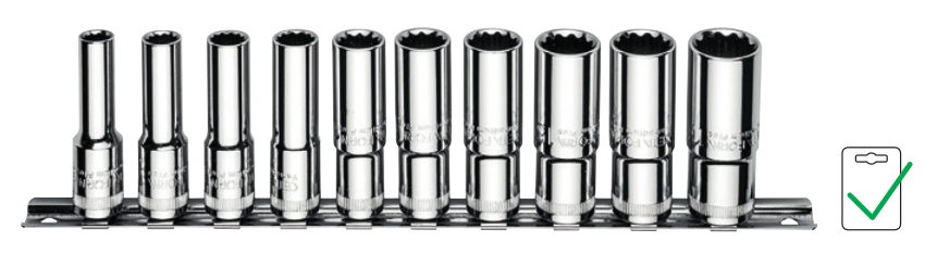 Ceta Form C14-RB10 10 Parça 3/8'' 12 Köşe (Yıldız) Derin Lokma Anahtar Takımı