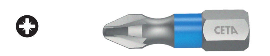 Ceta Form CB/351TC 1/4'' Pozidriv Bits Uç (Renk Kodlu) - PZ1x25 mm