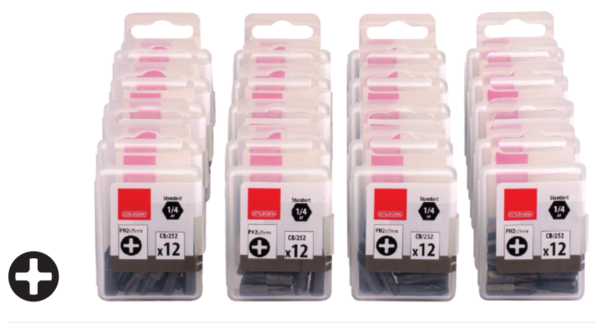 Ceta Form CB/252D 240 Parça 1/4'' Yıldız Bits Uç Toptan Paketi- CB/252 (PH2 x 25 mm)
