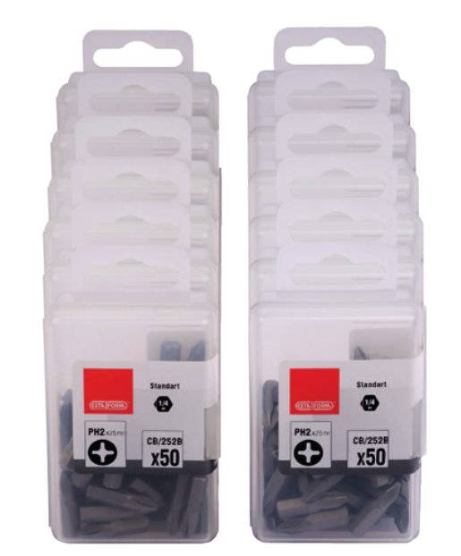 Ceta Form CB/252BD 500 Parça 1/4'' Yıldız Bits Uç Toptan Paketi- CB/252 (PH2 x 25 mm)