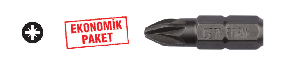 Ceta Form CB/351B 1/4'' Pozidriv Bits Uç (50'li Avantaj Pakette) - PZ1 x 25 mm