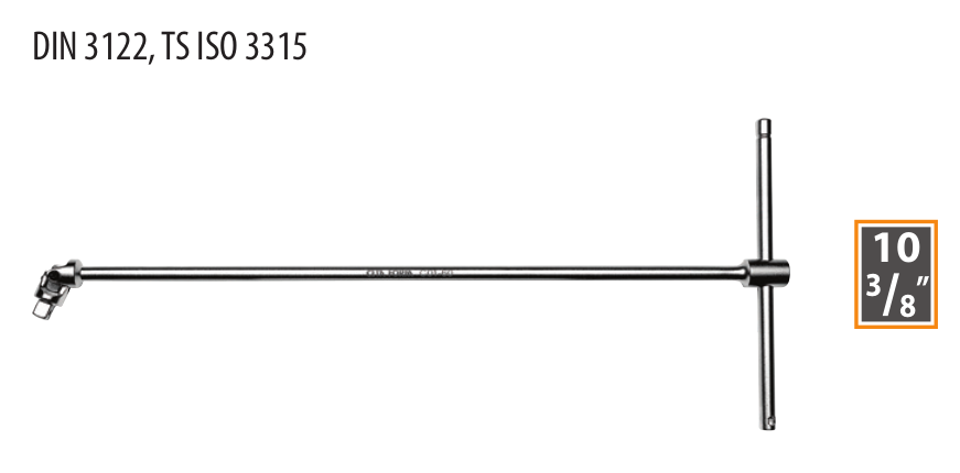 Ceta Form C11-60 3/8'' T Saplı Oynar Başlı Lokma Kolu - 500 mm