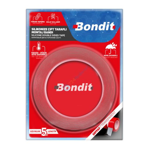 BONDİT BNV2402 SİLİKONLU ÇİFT TARAFLI VHB BANT 24 mm* 2 Mt