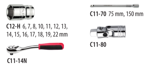 Ceta Form C10-18PH4 18 Parça 3/8'' 6 Köşe Lokma Takımı