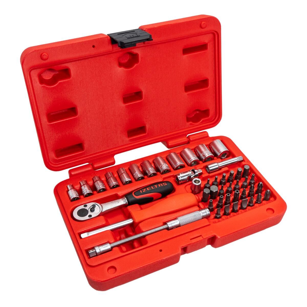 İzeltaş 1/4'' Altı Köşe Lokma Anahtar Ve Bits Set 45 Parça