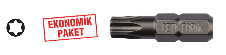 Ceta Form CB/809B 1/4'' TORX Bits Uç (50'li Pakette) - T25 x 25 mm