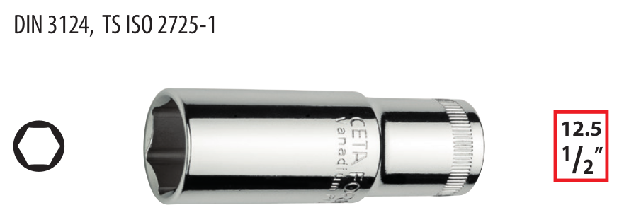Ceta Form C24-H18 1/2'' 6 Köşe Derin Lokma Anahtar - 18 mm