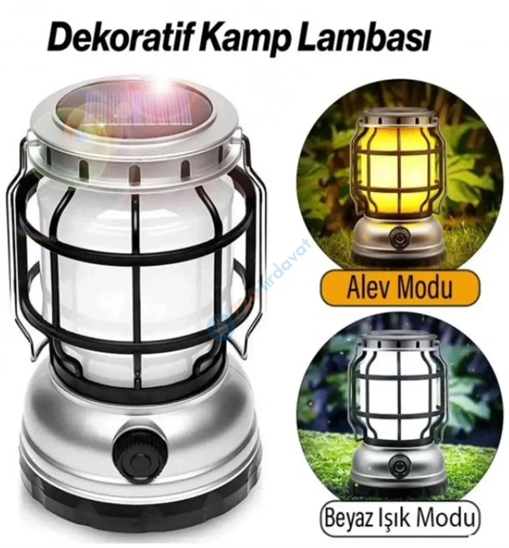 KLAUS KE47721 GÜNEŞ PANELLİ KAMP FENERİ 2W 1200 MAH ATEŞ GÖRSELLİ