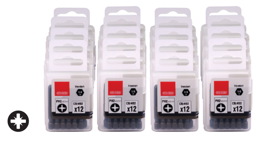 Ceta Form CB/492D 240 Parça 1/4'' Yıldız Bits Uç Toptan Paketi- CB/492 (PH2 x 50 mm)