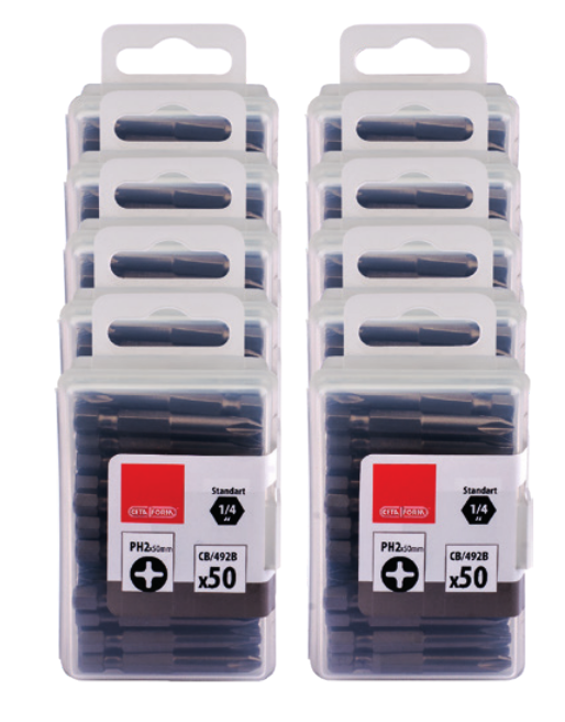 Ceta Form CB/492BD 500 Parça 1/4'' Yıldız Bits Uç Toptan Paketi- CB/492 (PH2 x 50 mm)