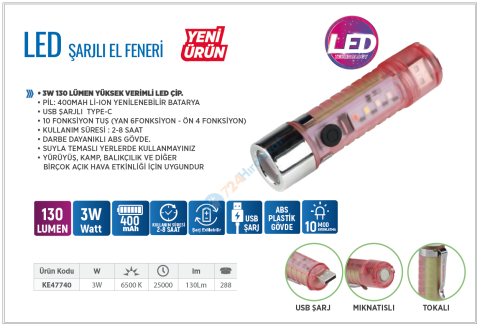 KLAUS KE47740 LED ANAHTARLIK 3W 130 LÜMEN