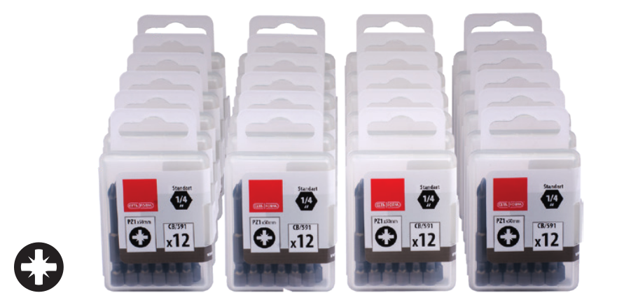 Ceta Form CB/592D 240 Parça 1/4'' Pozidriv Bits Uç Toptan Paketi- CB/592 (PZ2 x 50 mm)