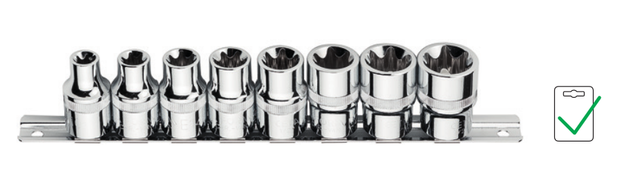 Ceta Form C26-R08 8 Parça 1/2'' Dış TORX Lokma Anahtar Takımı (Raylı)