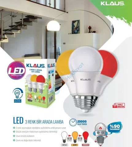 KLAUS KE49404T 3 in 1 LED LAMBA