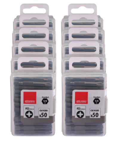 Ceta Form CB/592BD 500 Parça 1/4'' Pozidriv Bits Uç Toptan Paketi- CB/592 (PZ2 x 50 mm)