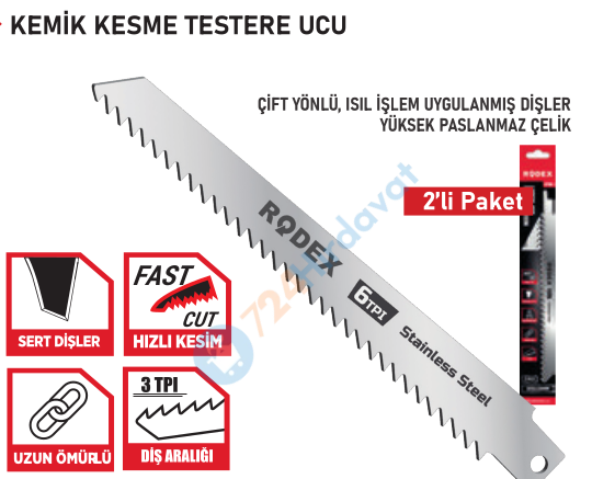 RODEX TİLKİ KUYRUĞU KEMİK KESME TESTERE BIÇAĞI (JSB1211K) (2’li PAKET/200)
