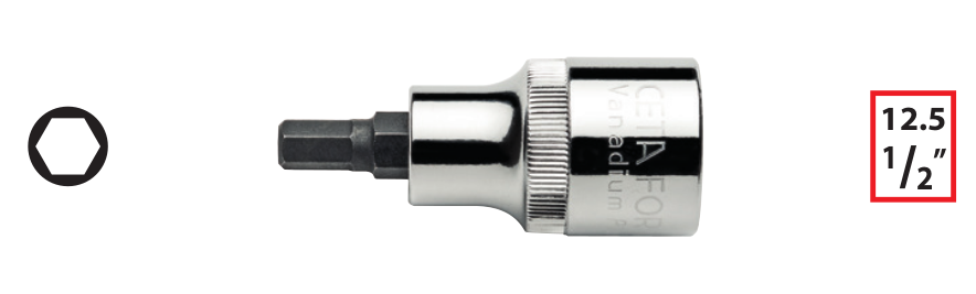 Ceta Form C28S-H06 1/2'' Allen Uçlu Lokma (Kısa Tip) - 6 x 55 mm