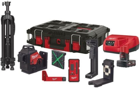 Milwaukee M12 3PLKIT-401C 2 DİK.1 YATAY YEŞİL 360 DERECE LAZER-SET 4933478960