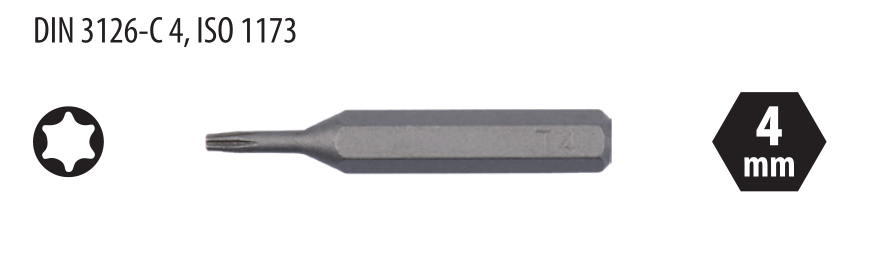 Ceta Form CB/TX04H4 TORX Mikro Bits Uç - T4x28 mm (12'li Avantaj Paket)