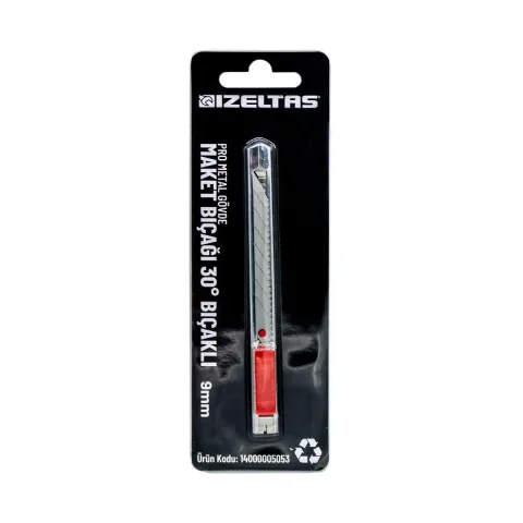 İzeltaş Pro Metal Gövde Maket Bıçağı 30° Açılı Bıçak 9 mm