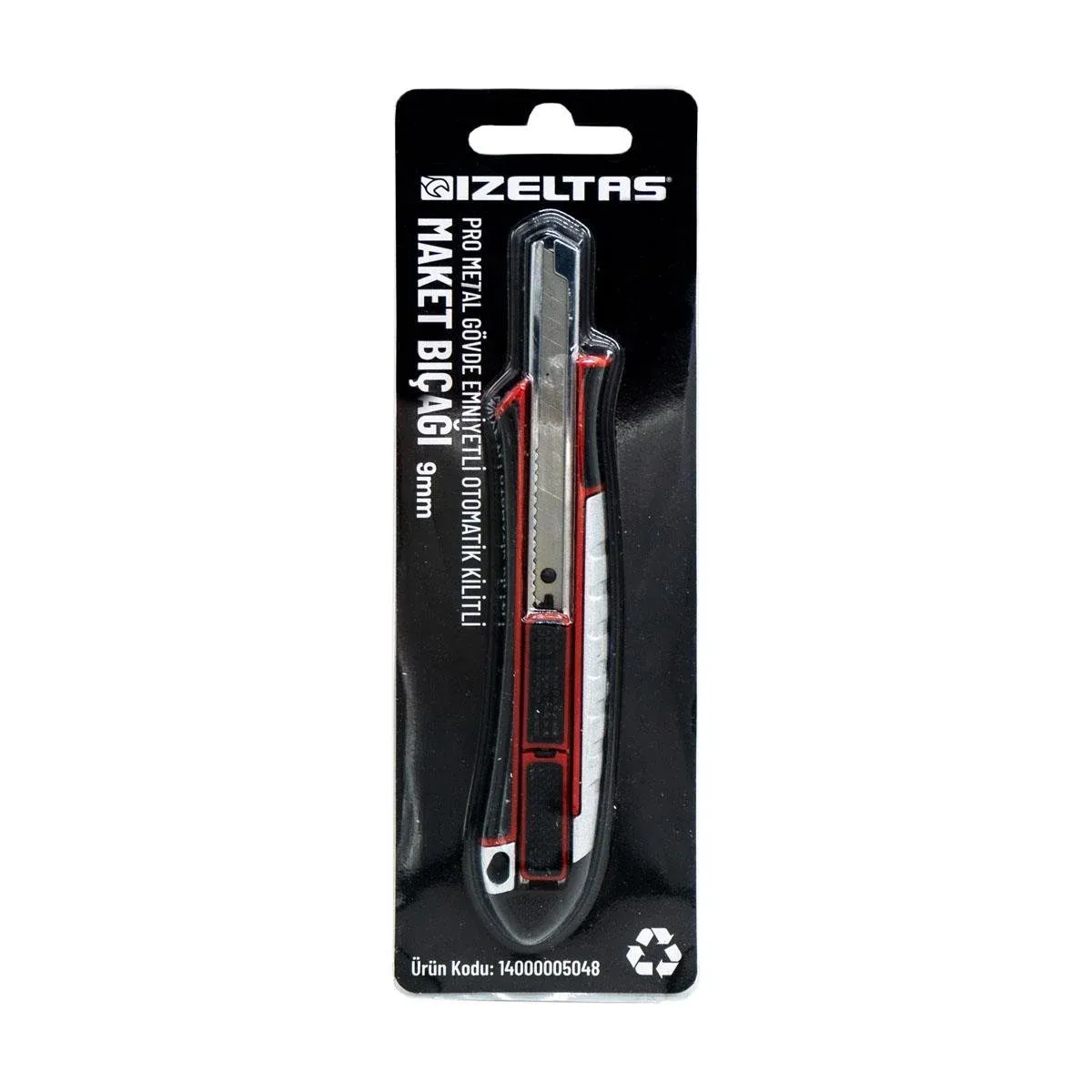 İzeltaş Pro Metal Gövde Maket Bıçağı Emniyetli Otomatik Kilitli 9 mm