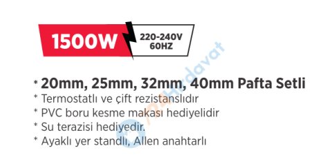 RODEX BORU KAYNAK MAKİNESİ LÜKS SET (20-40 MM PAFTALI)