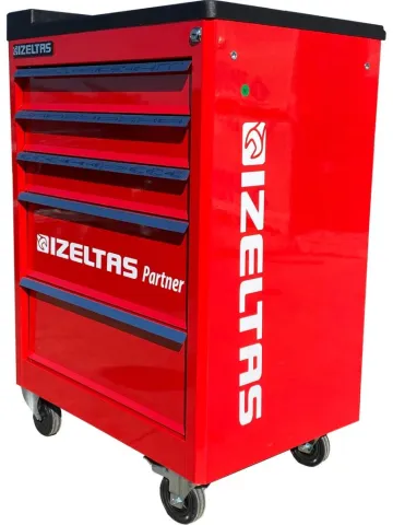 İzeltaş Partner Serisi Takım Dolabı 5 Çekmeceli Kırmızı ( Dolu-118)