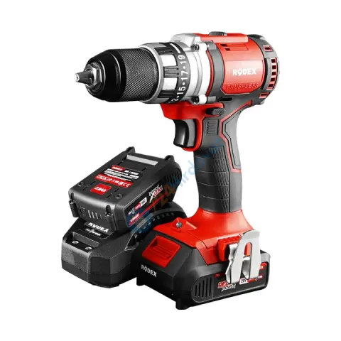 RODEX AKÜLÜ MATKAP 13MM KÖMÜRSÜZ  80NM 2 VİTES 20V 2X2.0Ah ÇANTALI AKSESUARLI
