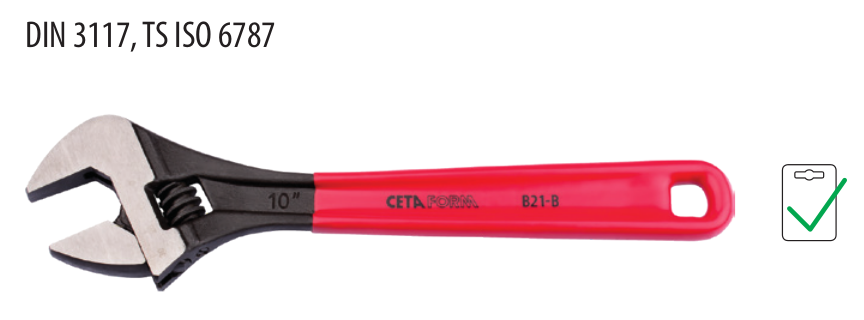 Ceta Form B21-200B Kurbağacık Anahtar (Fosfat Kaplı-PVC Daldırma Saplı) - 200 mm