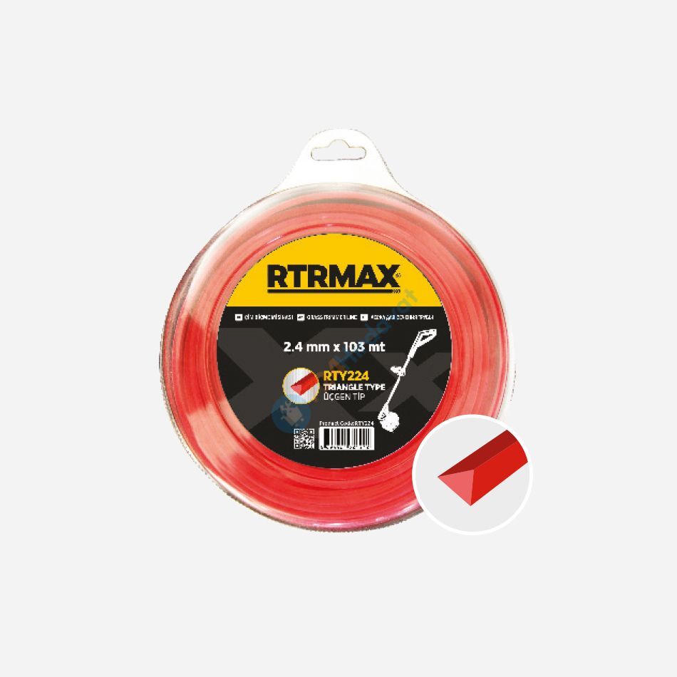RTRMAX RTY233 Tırpan Misinası Kırmızı Üçgen 3.3 Mm*55M Rtrmax
