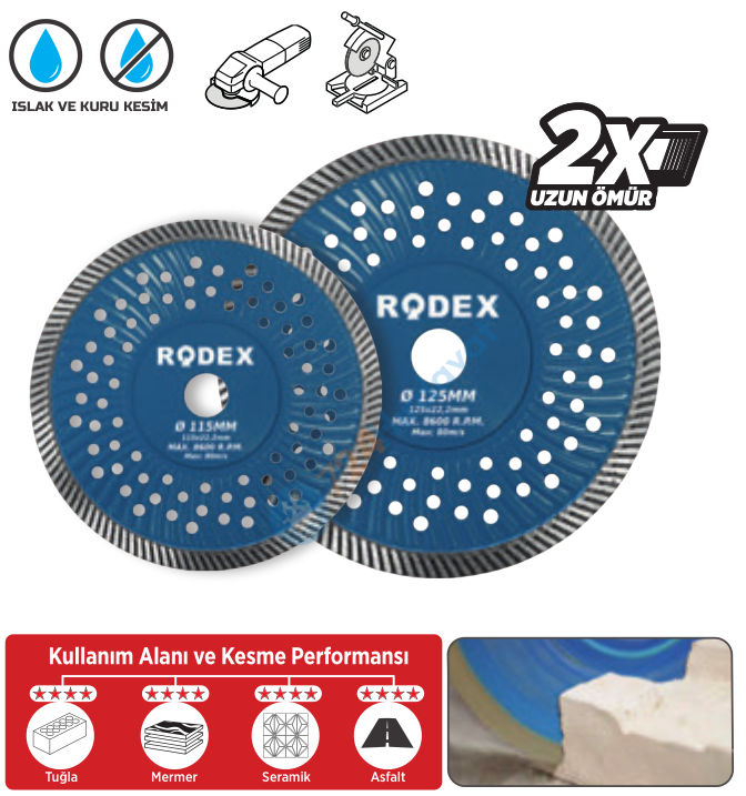 RODEX TURBORLU ELMAS DİSK 115MM FLANŞSIZ (5/20/100)