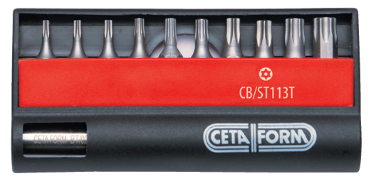 Ceta Form CB/ST113T 11 Parça Delikli TORX Bits Uç Takımı - 1/4'' Bits Tutucu ile