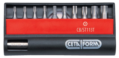 Ceta Form CB/ST113T 11 Parça Delikli TORX Bits Uç Takımı - 1/4'' Bits Tutucu ile