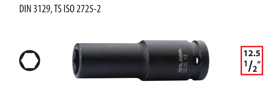 Ceta Form C64-H17 1/2'' 6 Köşe Derin Havalı Lokma Anahtar -  17 mm